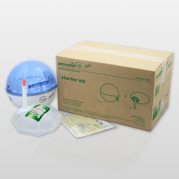 Germstar® Desinfektionsspender Starter Kit weiß-blau Citrus