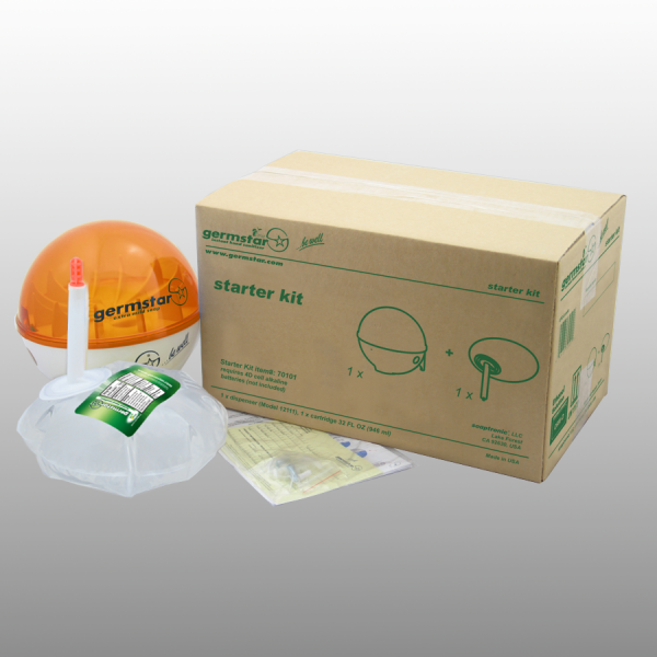 Germstar® Desinfektionsspender Starter Kit weiß-orange Citrus