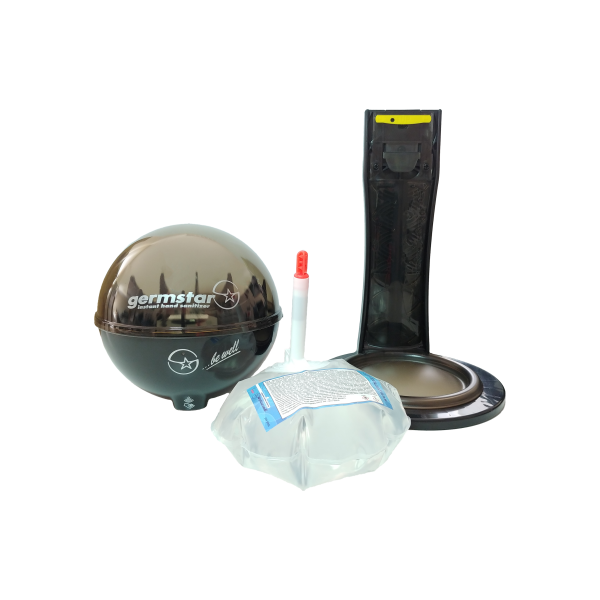 Germstar® Desinfektionsständer Starterkit mit Tischständer schwarz-anthrazit, Original, 946 ml