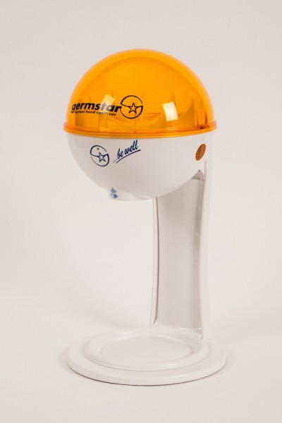 Germstar® Desinfektionsständer Starterkit mit Tischständer weiß-orange, Original, 946 ml