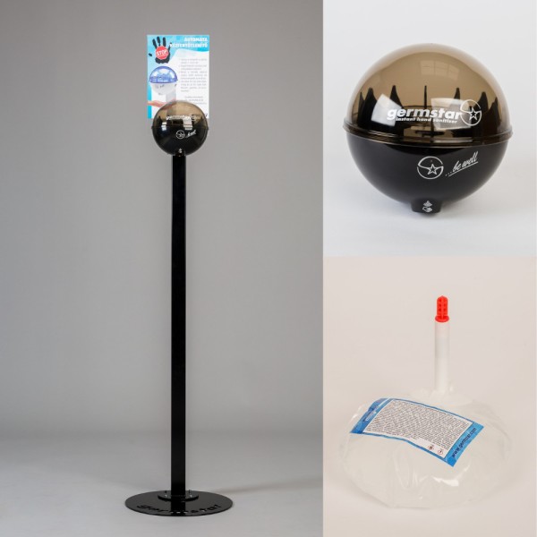 Germstar® Desinfektionsständer Starterkit mit Bodenständer schwarz-anthrazit, Original, 946 ml