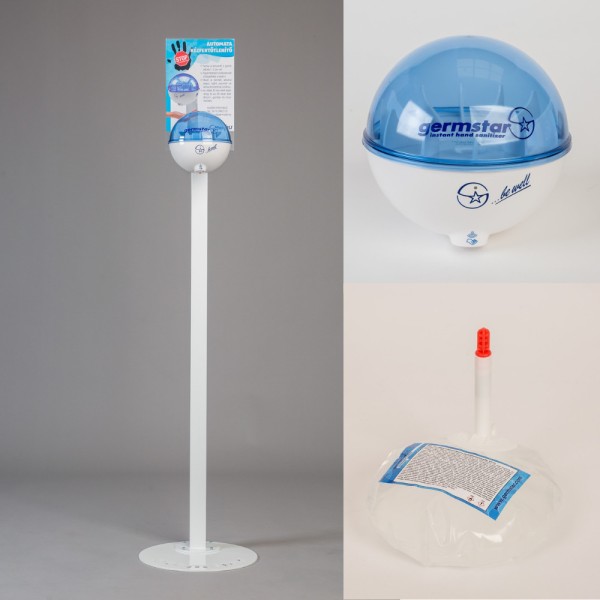 Germstar® Desinfektionsständer Starterkit mit Bodenständer weiß-blau, Original, 946 ml
